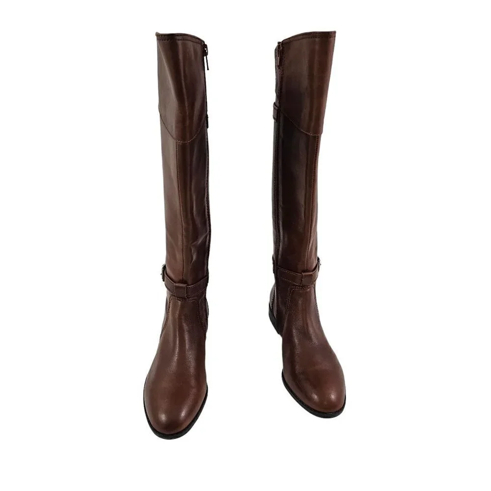 Alex Marie Women’s Tall Brown Knee High Leather Riding Boots Size 6.5M